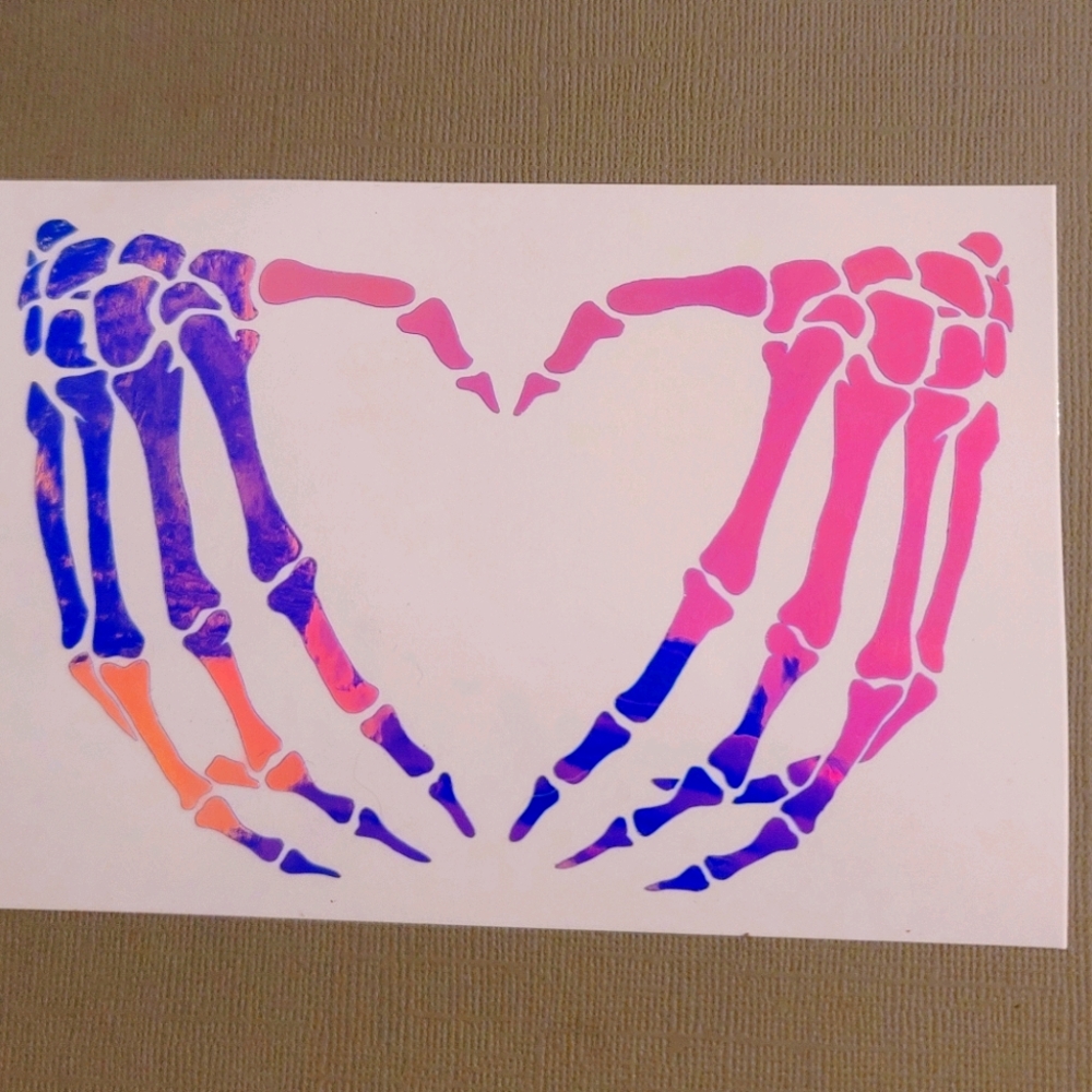 Skeleton heart hand decal